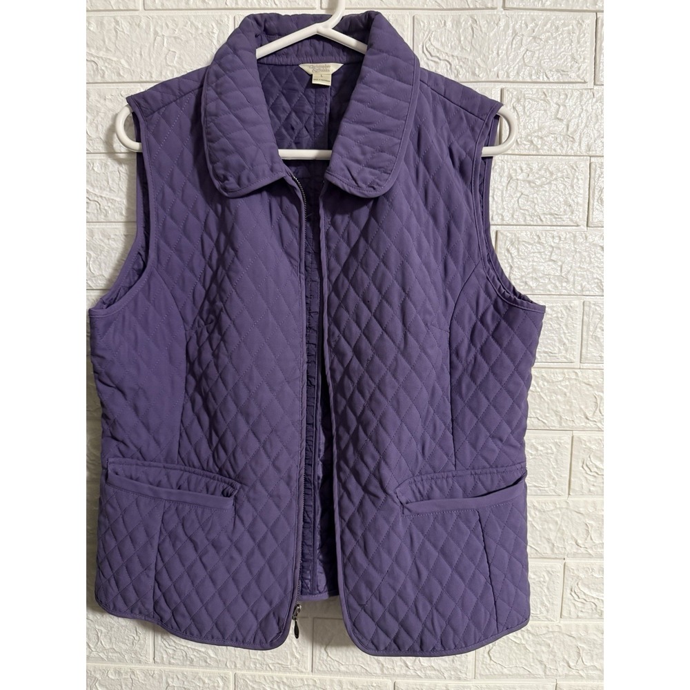 Christopher & Banks Women Purple Quilted Full Zip Vest Size L 4826